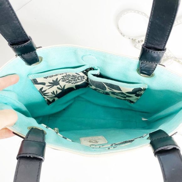 SPARTINA 449 Privateer Day Leather TOTE black white floral leather - Picture 7 of 7